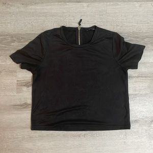 Zara Black Faux Suede Cropped Top